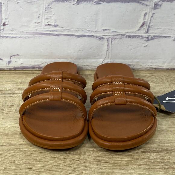 Olukai Tiare Slide Fox Brown Leather Sandals Women's Size 9 NEW - Picture 2 of 8